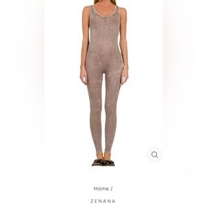 Zenana Outfitters Ribbed Jumpsuit in Mocha